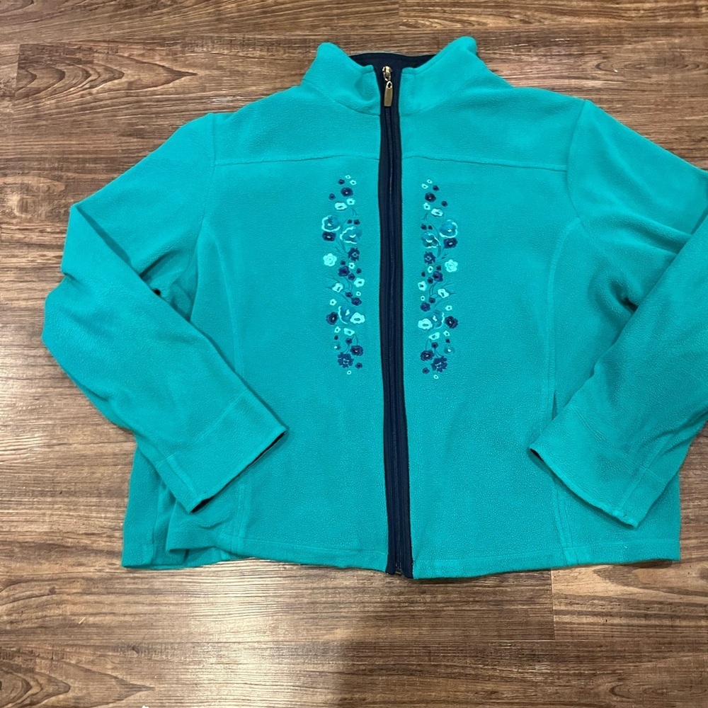 Vintage Alia blue and green zip up fleece women’s size large